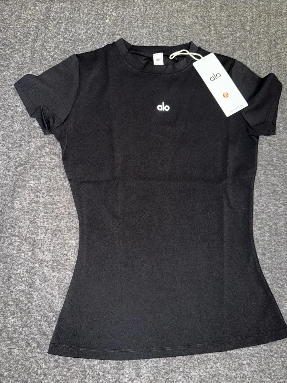 ALO Yoga Black Slim Fit Short Sleeve Crew Tee